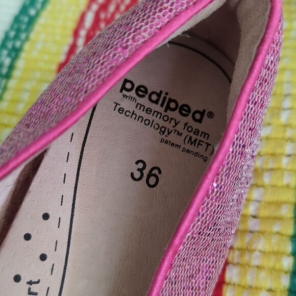 Pediped girls pink sparkle ballet flats shoes size 4 - Picture 6 of 9